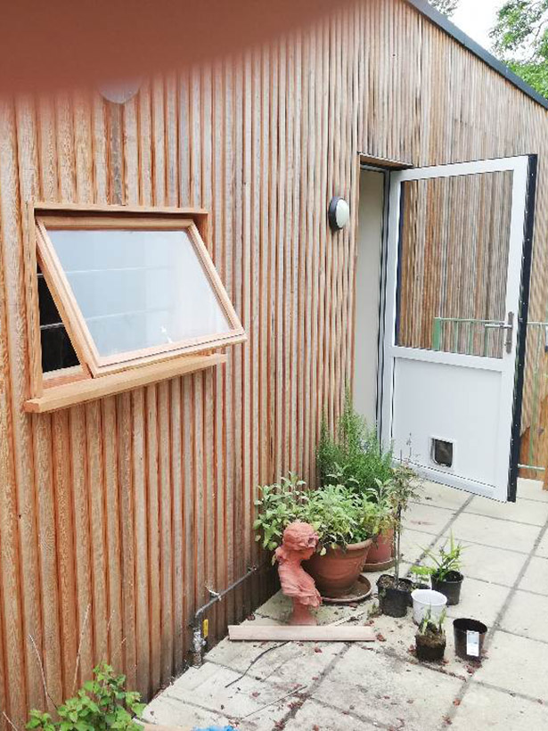 Single exterior window (wooden framed).