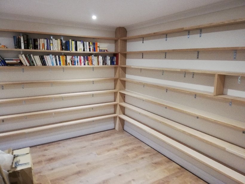 Library shelving.